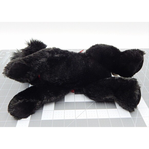 Aurora Scottish Terrier Puppy Dog 12" Black Stuffed Plush With Red Plaid Bow - Picture 6 of 11